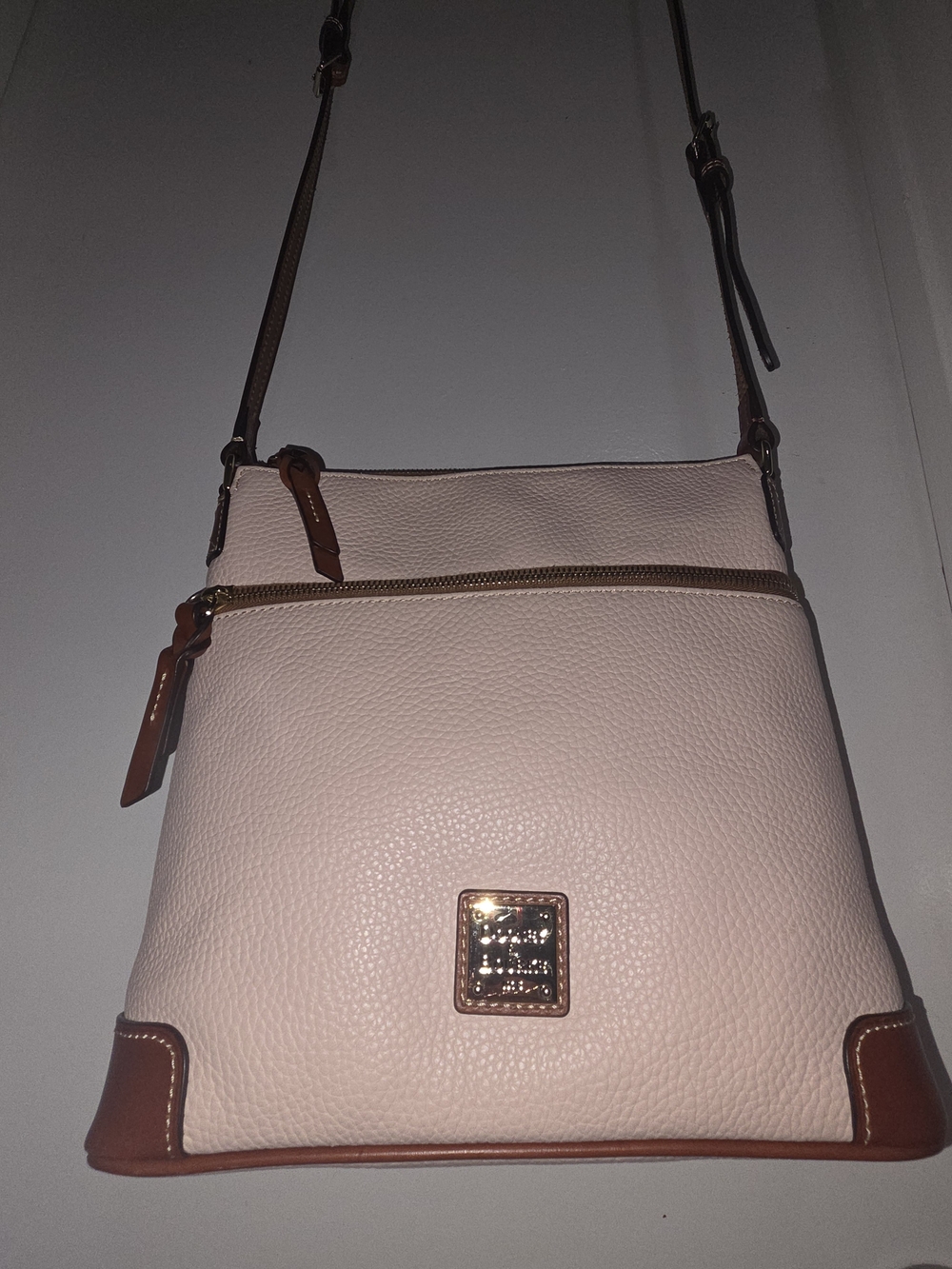 Dooney & Bourke Blush/Pink Crossbody with Brown Trim